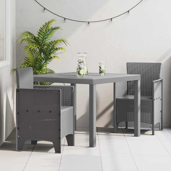 vidaXL Hage Spisegruppe 3 pcs Lysegrå Polt rattan