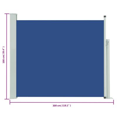 vidaXL Uttrekkbar sidemarkise 100x300 cm blå