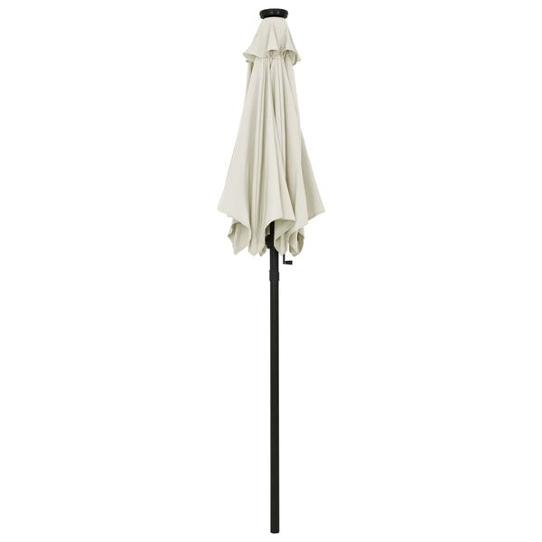 vidaXL Parasoll med LED-lys sand 200x211 cm aluminium