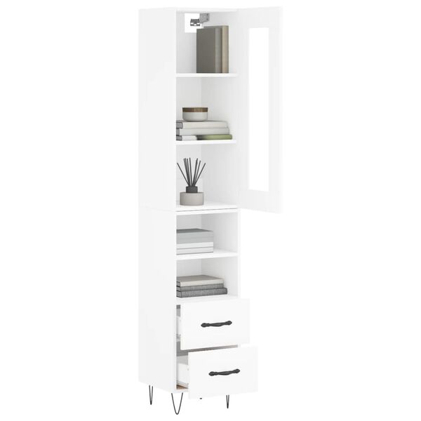 vidaXL Highboard hvit 34,5x34x180 cm konstruert tre