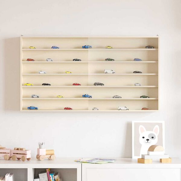 vidaXL Veggdokumentdisplay med d&oslash;r Beige 100 x 8,5 x 54 cm Kryssfin&eacute;r