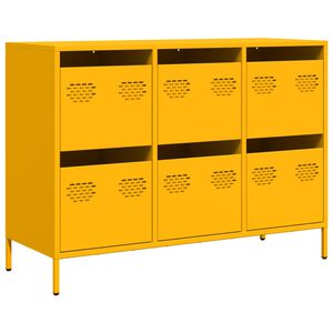 vidaXL Skjenk sennepsgul 101,5x39x73,5 cm kaldvalset st&aring;l