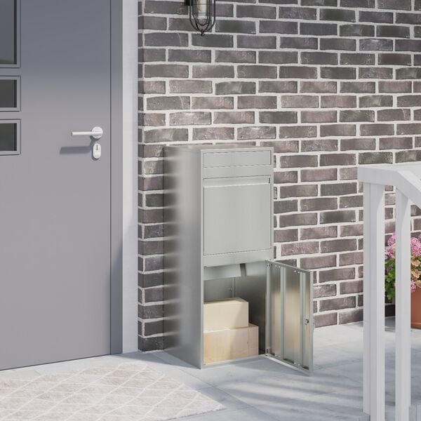 vidaXL Pakkeinnkast med d&oslash;r Svart 41 x 38 x 103 cm Galvanisert St&aring;l