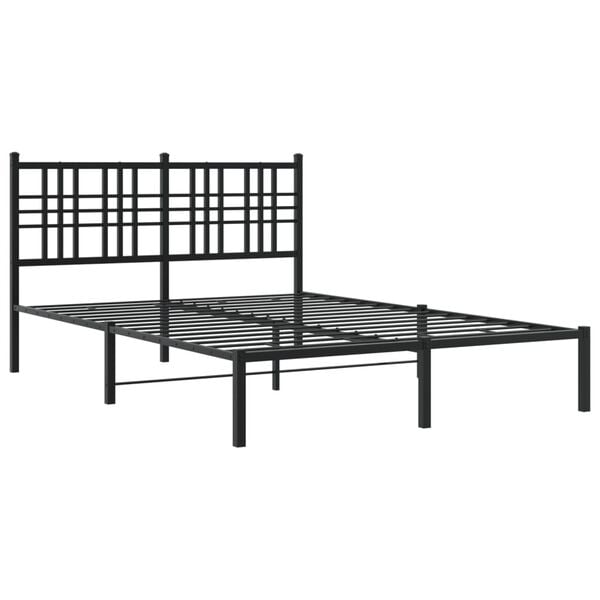 vidaXL Sengeramme i metall med hodegavl svart 140x190 cm