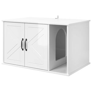 vidaXL Katt Hus Glanset Hvit 85 x 55 x 50,5 cm Konstruert tre