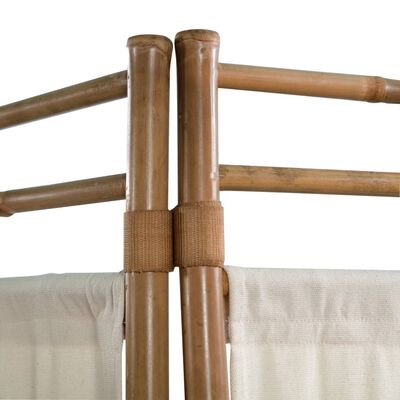 vidaXL Sammenleggbar romdeler 3-paneler bambus og lerret 120 cm