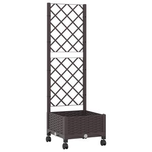 vidaXL Hageplanter med espalier og hjul Brun 40 x 40 x 131,5 cm PP