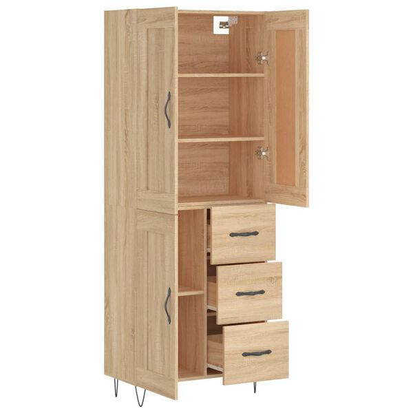 vidaXL Highboard sonoma eik 69,5x34x180 cm konstruert tre