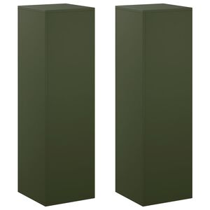 vidaXL Planteholder 2 pcs Olivengr&oslash;nn 30 x 30 x 100 cm St&aring;l