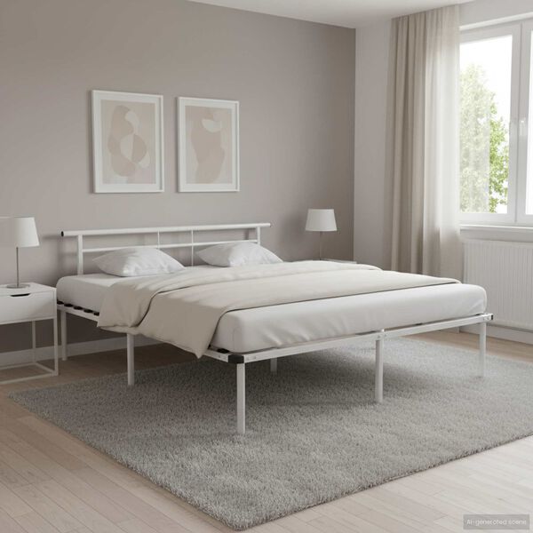 vidaXL Sengeramme hvit metall 200x200 cm