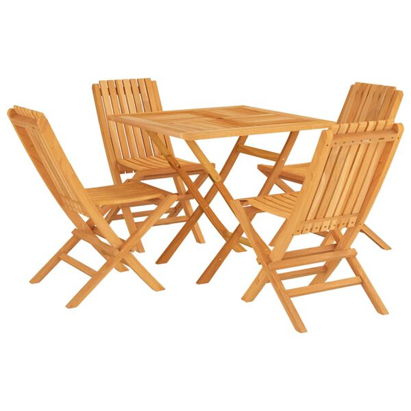 vidaXL Hagespisegruppe 5 deler heltre teak