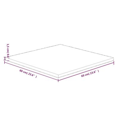 vidaXL Firkantet bordplate 60x60x1,5 cm ubehandlet heltre eik