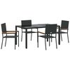 vidaXL Hage Spisegruppe 5 pcs Svart polyrotting