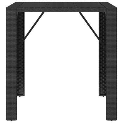 vidaXL Barbord med glassplate svart 105x80x110 cm polyrotting