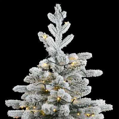 vidaXL Kunstig hengslet juletre med 300 LED og flokket snø 180 cm
