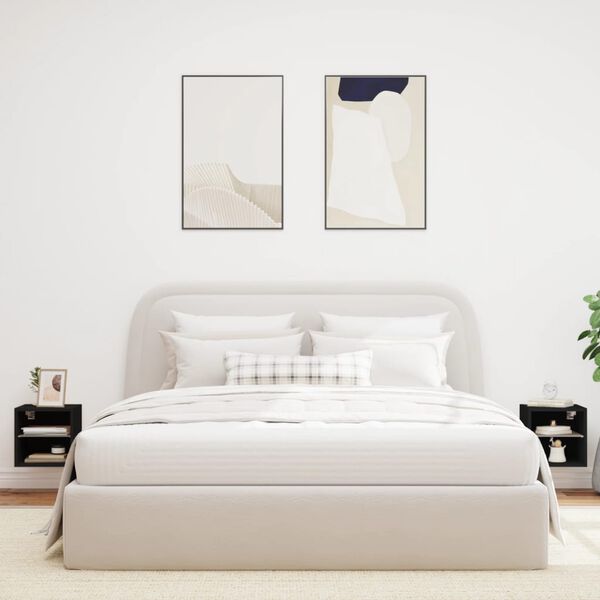 vidaXL Vegghengt TV-benk med LED 2 stk svart 30x28,5x30 cm