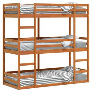 vidaXL Trippel k&oslash;yeseng voksbrun 75x190 cm heltre furu