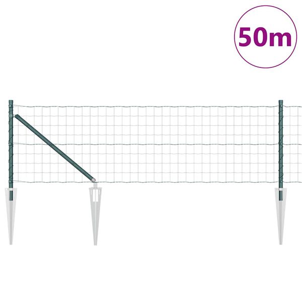 vidaXL Gjerde med stolpe gr&oslash;nn 0,6 x 50 m St&aring;l og PVC