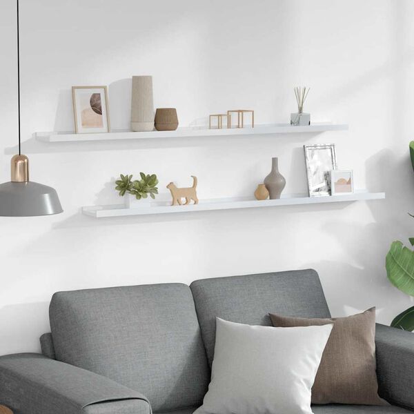 vidaXL Vegghyller 2 stk hvit 115x9x3 cm