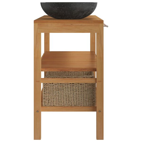 vidaXL Baderomshylle heltre teak med vasker marmor svart