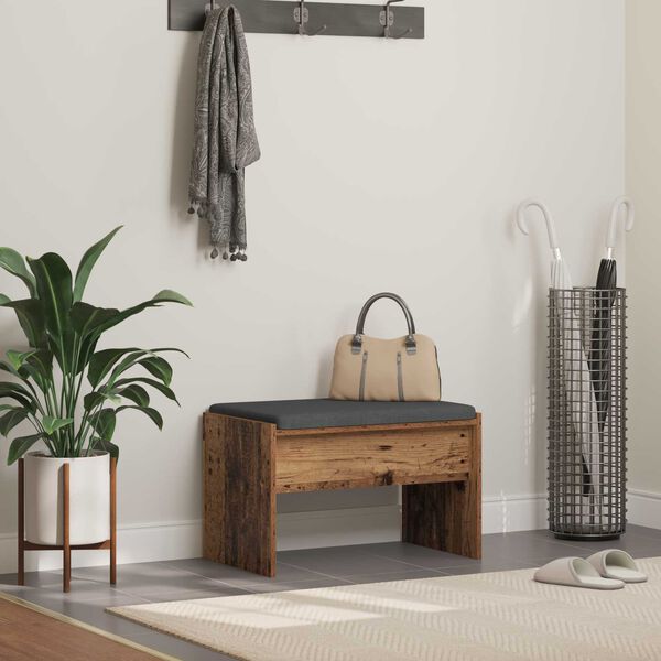 vidaXL Gangbenk med pute Gammelt tre 63 x 38 x 40 cm