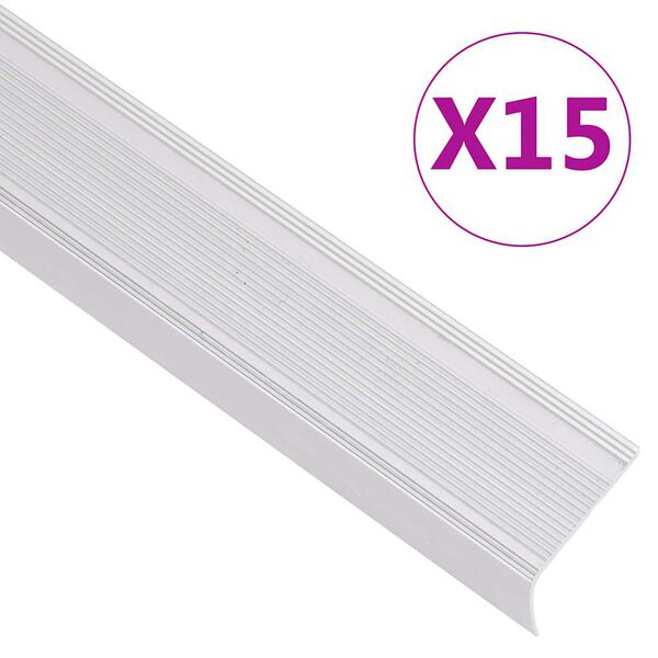 vidaXL Trappeneser L-form 15 stk aluminium 90 cm s&oslash;lv