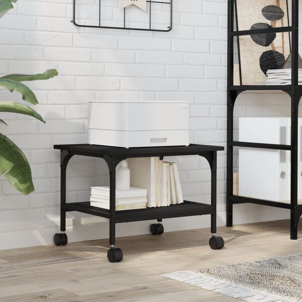 vidaXL Skriverstativ 2 hyller svart 50x40x38 cm konstruert tre