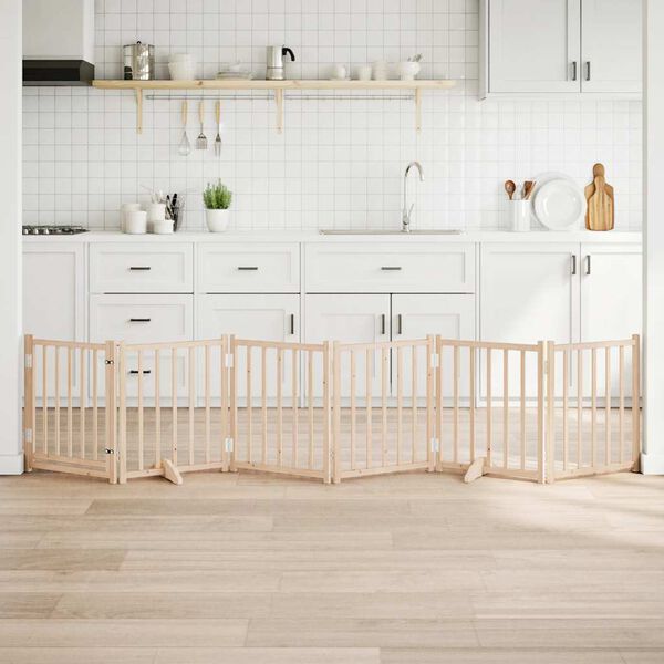 vidaXL Hundeport sammenleggbar 6 paneler 300 cm heltre gran