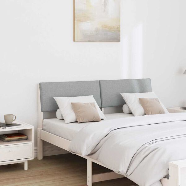 vidaXL Polstret sengegavl Lysegrå 135 cm Massiv furu