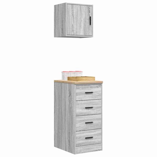 vidaXL Garasjeskap 2 stk grå sonoma konstruert tre