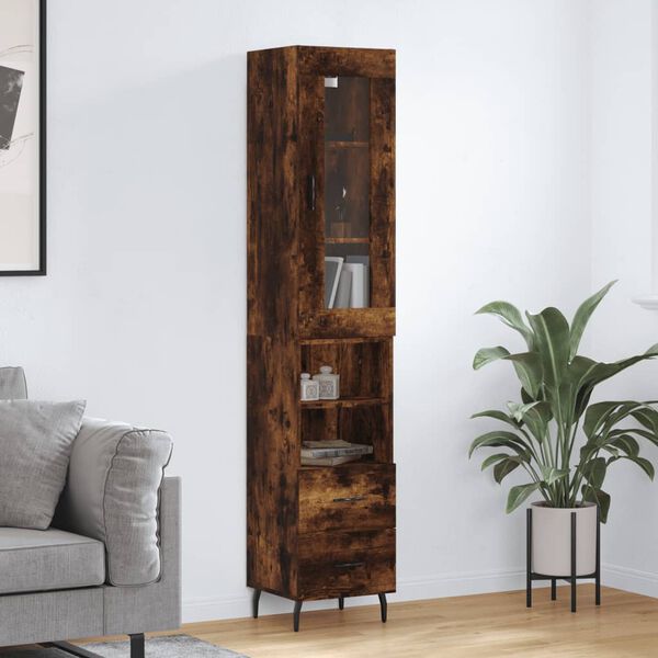 vidaXL Highboard r&oslash;kt eik 34,5x34x180 cm konstruert tre