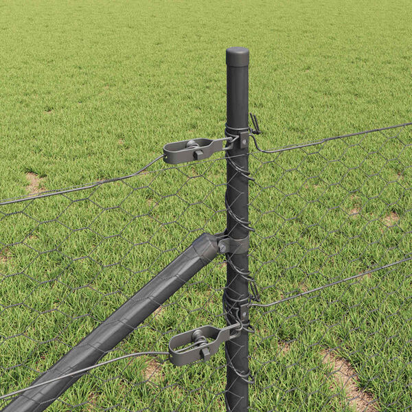 vidaXL Gjerde med innlegg. Gr&aring; 0.5 x 25 m PVC-belagt st&aring;l