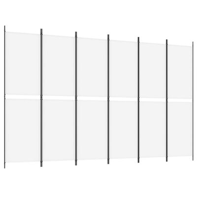 vidaXL Romdeler 6 paneler hvit 300x200 cm stoff