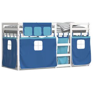 vidaXL K&oslash;yeseng med gardiner bl&aring; 80x200 cm heltre furu