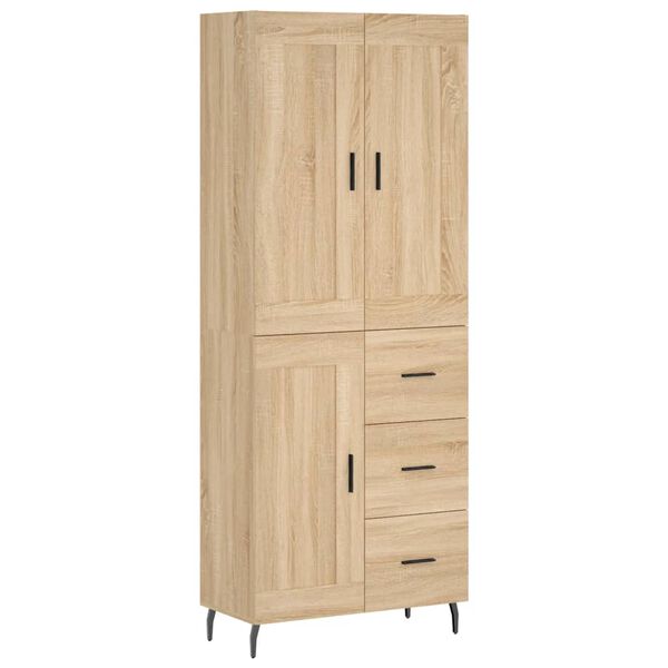 vidaXL Highboard sonoma eik 69,5x34x180 cm konstruert tre