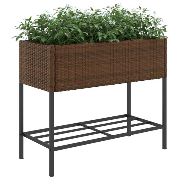 vidaXL Plantekasser med hylle 2 stk brun 90x40x75 cm polyrotting