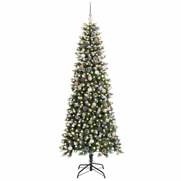 vidaXL Kunstig juletre med 300 LED gr&oslash;nn 240 cm PVC og plast og st&aring;l