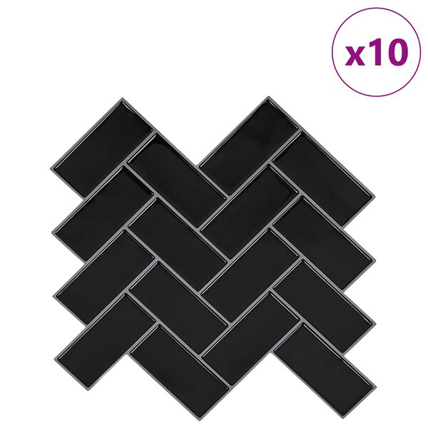 vidaXL Fiskebeinflis 10 pcs Svart 30 x 30 cm Polyuretan og PET