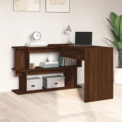 vidaXL Skrivebord hjørne brun eik 200x50x76 cm konstruert tre