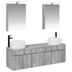 vidaXL Baderomsskapsett 5 pcs Gr&aring; Sonoma 50 x 14,5 x 70 cm
