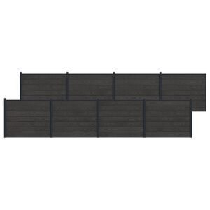 vidaXL Gjerdeplate 8 pcs WPC og Aluminium Svart