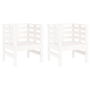 vidaXL Hagestoler 2 stk hvit 61,5x53x71 cm heltre furu