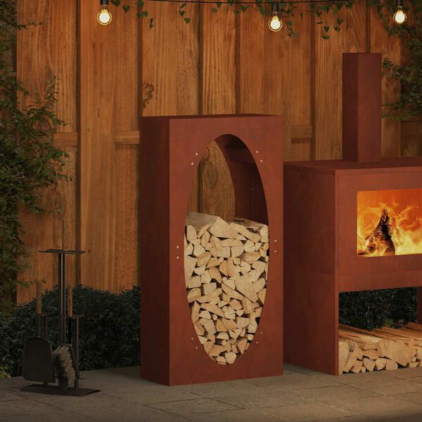 vidaXL Vedstativ 50x23x100 cm oksidert st&aring;l