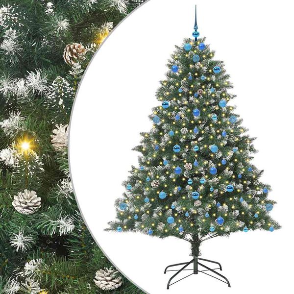 vidaXL Kunstig juletre med 300 LED gr&oslash;nn 210 cm PVC og plast og st&aring;l