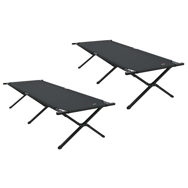vidaXL Sammenleggbar camping seng 2 pcs Svart 210 x 80 x 46 cm