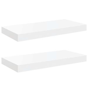 vidaXL Flytende vegghyller 2 stk h&oslash;yglans hvit 50x23x3,8 cm MDF