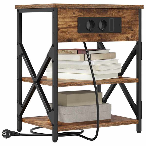 vidaXL Nattbordskap 2 pcs R&oslash;kt eik 41 x 31 x 51 cm Konstruert tre