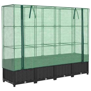 vidaXL H&oslash;ybed med drivhustrekk rottinglook 160x40x138 cm