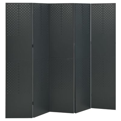 vidaXL Romdeler 5 paneler 2 stk antrasitt 200x180 cm stål