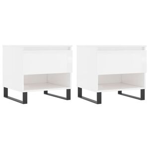 vidaXL Salongbord 2 stk h&oslash;yglans hvit 50x46x50 cm konstruert tre